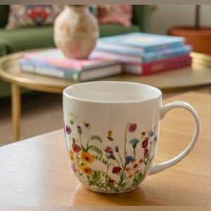 Botanical Garden Wildflower & Bee Mug | Anthropologie Style Ceramic Coffee Cup